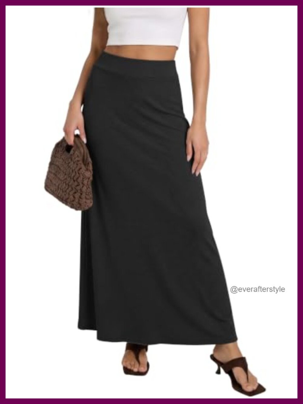 Stretchy A-Line Maxi Skirt Long Elastic Waist